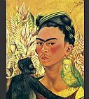 Frida Kahlo Self Portrait with Parrot painting